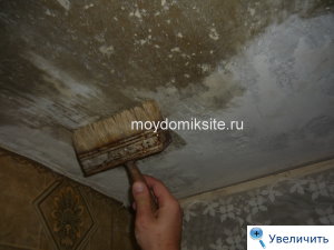 Грунтуем потолок после смывания побелки
